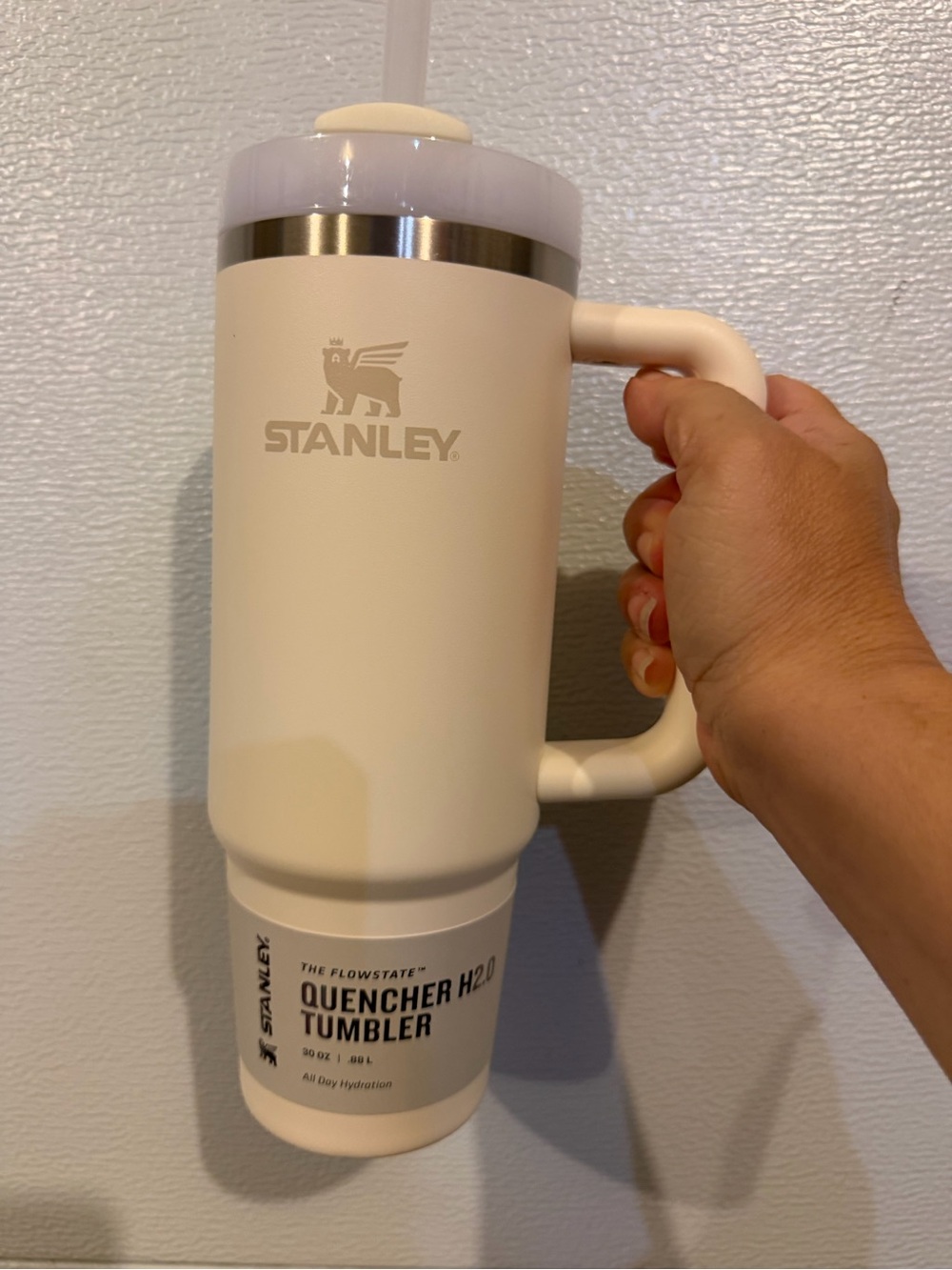 Stanley Cream Insulated Quencher Tumbler with Handle